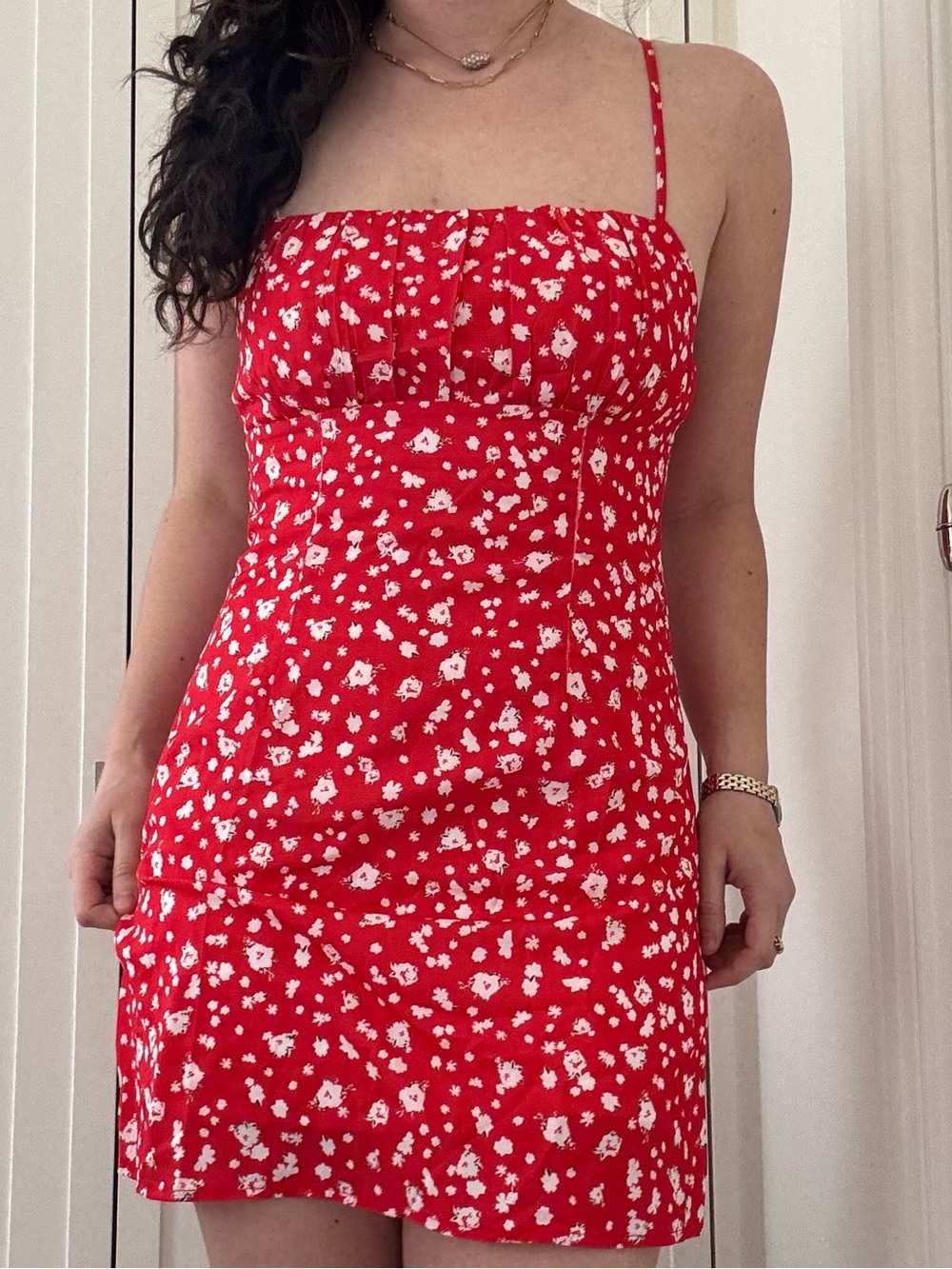 Princess Polly Red Ditsy Floral Mini Dress Size 6 US